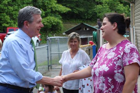 Governor Cooper with Kristen Shatley of Ashe Developmental Day School