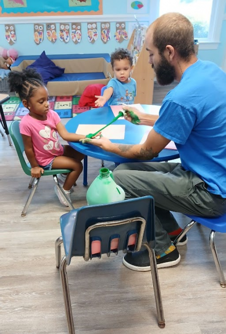 Apprentice Ronald Brooks with students